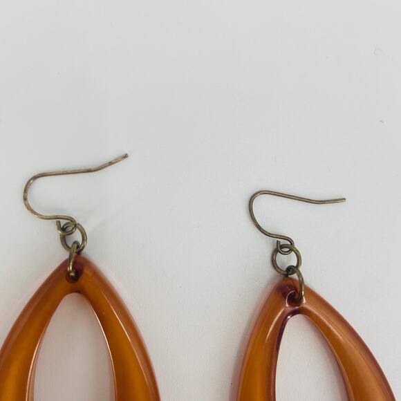 Tear Drop Orange Earrings - Picture 2 of 5